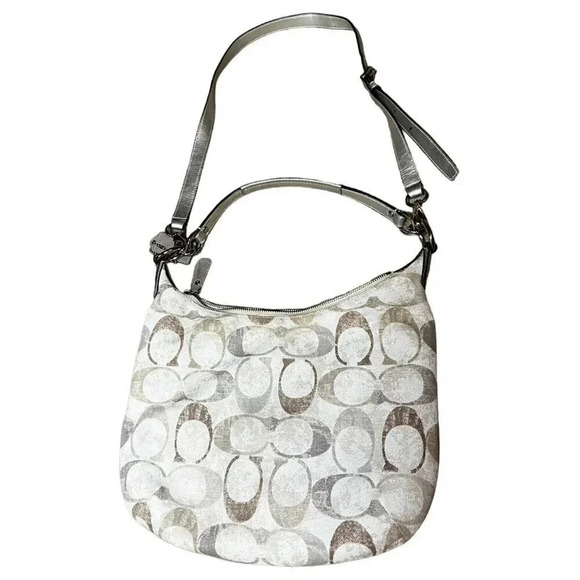 Coach Kristin Sequin Embellished Canvas Hobo Shoulder Bag 19340 Beige Signature - Picture 5 of 9